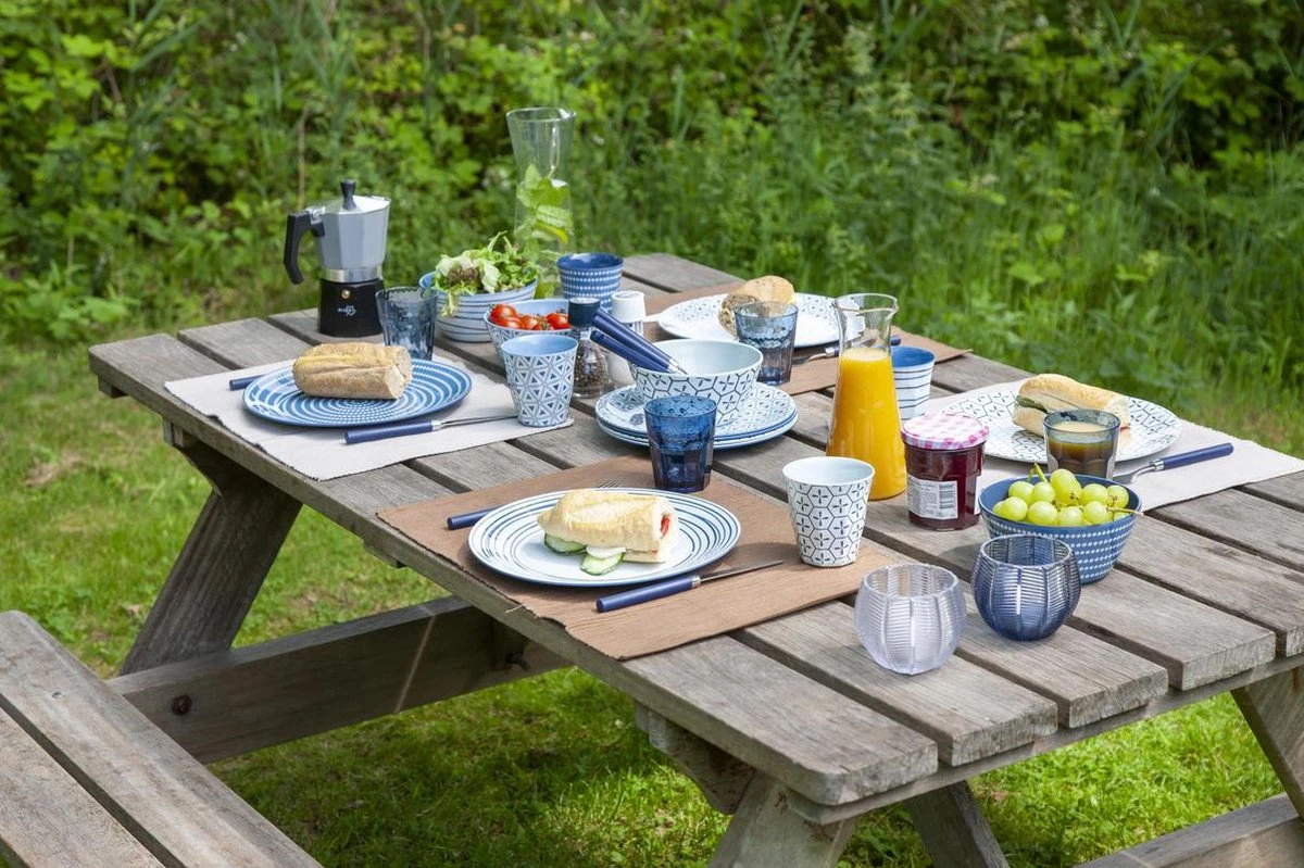 Bo-Camp - Servies - Mix & Match- 16-Delig - Blauw 13 Bo-Camp - Servies - Mix & Match- 16-Delig - Blauw - Afbeelding 11