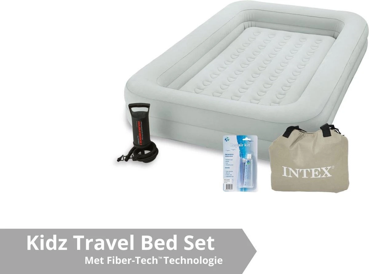 Intex Luchtbed - Kinder Reisbed - 1 Persoons - Slaapgedeelte: B71 X L132 X H10 - Met Reparatieset 3 Intex Luchtbed - Kinder Reisbed - 1 Persoons - Slaapgedeelte: B71 X L132 X H10 - Met Reparatieset