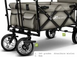 Wildebeest Bolderkar Opvouwbaar Grijs - Bolderwagen Met Kinder Zitje - Bolderkarren - Handkar Grijs - Opvouwbaar Transportwagen - Transportkar - Handkar Tuin Trolley Met Dak Transport Trolley XXL -Buiten Kamperen 1200x896 3