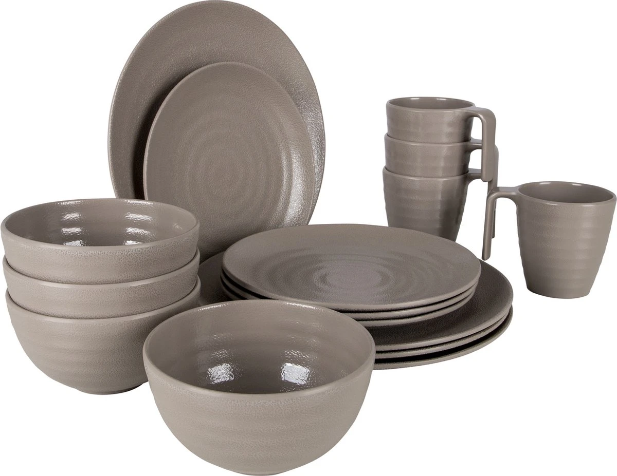 Bo-Camp Servies - Campingbord - Stone - 16-Delig - Beige 3 Bo-Camp Servies - Campingbord - Stone - 16-Delig - Beige