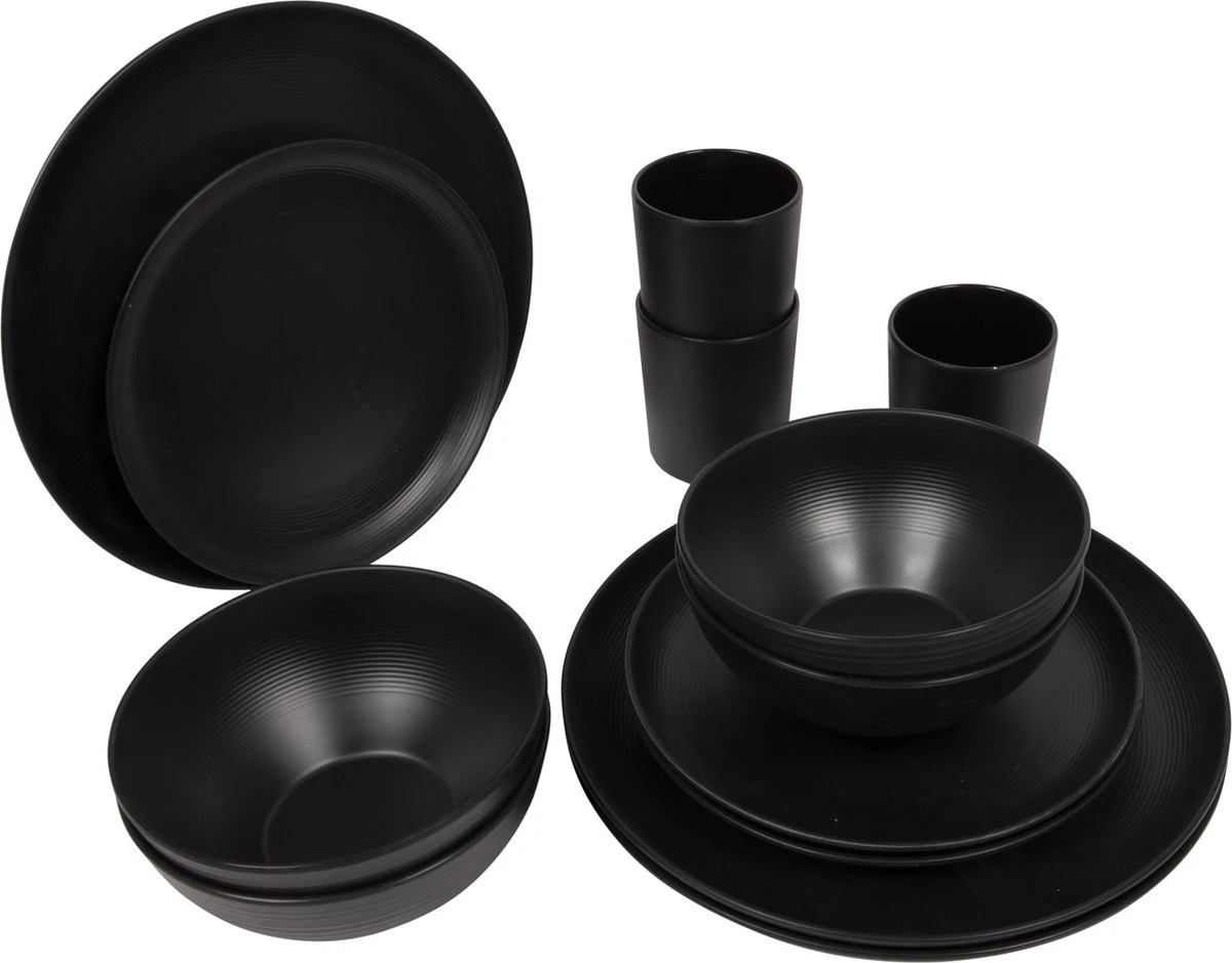 Bo-Camp Industrial - Servies - Orville - Campingbord - 16-delig - Mat Zwart 8 Bo-Camp Industrial - Servies - Orville - Campingbord - 16-delig - Mat Zwart - Afbeelding 6
