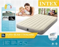 Intex Luchtbedset Intex Luchtbed - Twijfelaar - 137 X 191 X 25 Cm - Beige + Intex Elektrische Pomp - 650 Liter/min + Hoeslaken Zwart + Reparatieset -Buiten Kamperen 1200x950 2