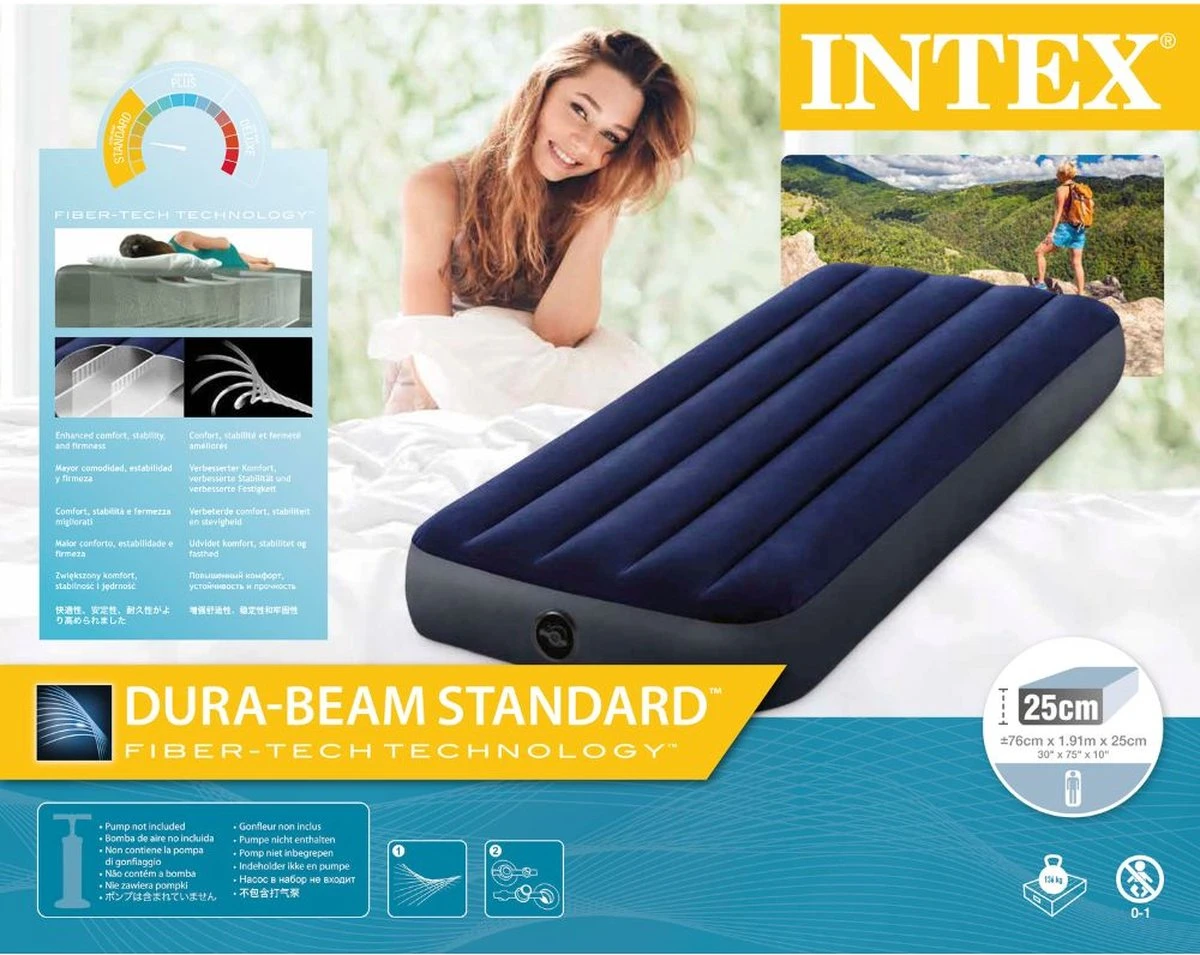 Intex Luchtbedset Intex Luchtbed - 1-Persoons - 76 X 191 X 25 Cm - Blauw + Intex Elektrische Pomp - 650 Liter/min + Hoeslaken Wit + Reparatieset 9 Intex Luchtbedset Intex Luchtbed - 1-Persoons - 76 X 191 X 25 Cm - Blauw + Intex Elektrische Pomp - 650 Liter/min + Hoeslaken Wit + Reparatieset - Afbeelding 7