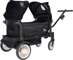 Deryan Luxe Sandy Bolderkar - Duo Buggy - Tandem Buggy - Opvouwbaar - Inklapbare Bolderwagen - Duo Kinderwagen - Zwart -Buiten Kamperen 1200x976