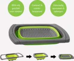 Buxibo - 3-Delige Keuken Vergiet Set Inklapbaar Groen/Grijs -Buiten Kamperen 1200x979 6