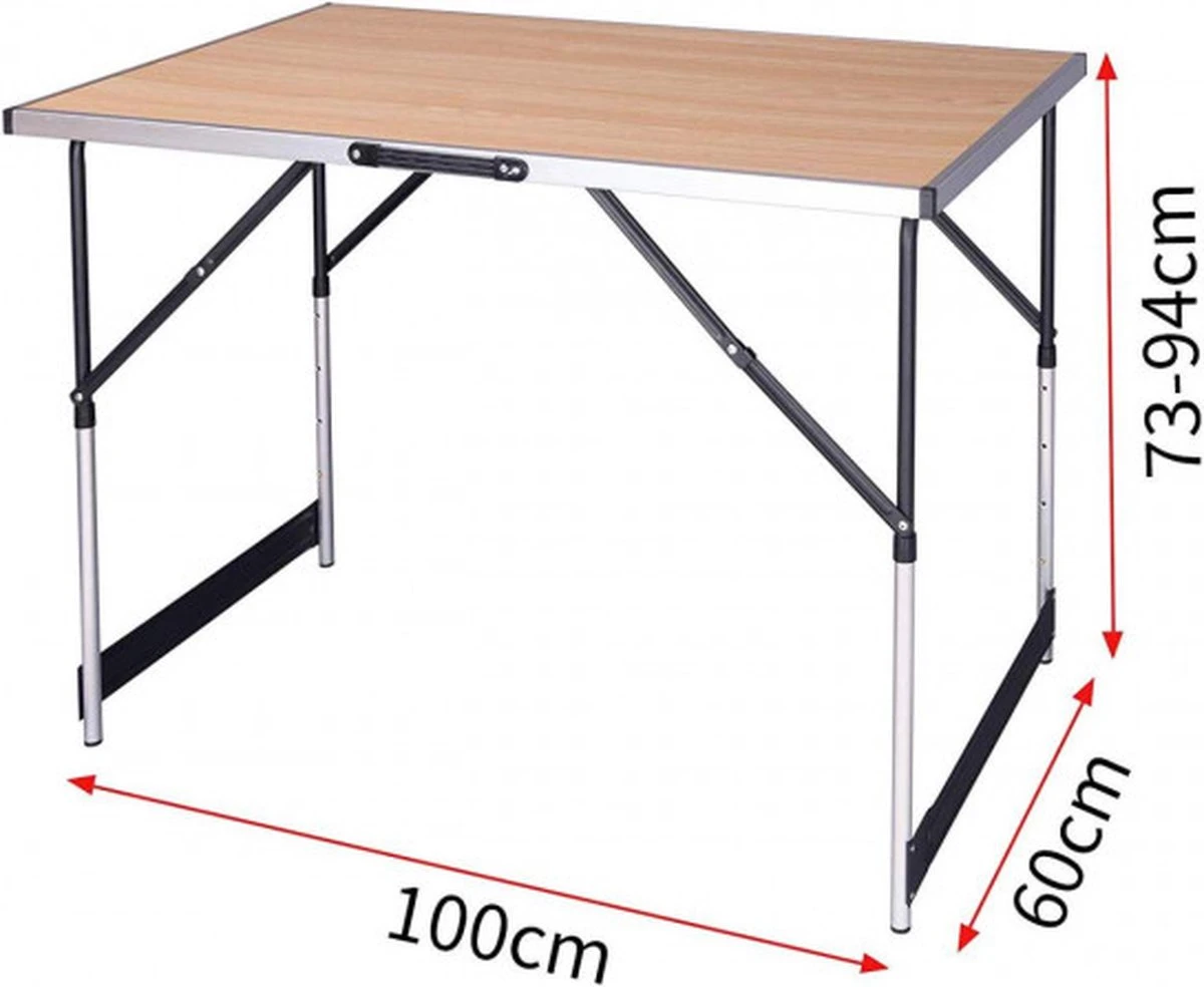 Kamyra® Campingtafel Inklapbaar - Kampeertafel, Partytafel - Opvouwbaar, Lichtgewicht & In Hoogte Verstelbaar - Aluminium/Hout 9 Kamyra® Campingtafel Inklapbaar - Kampeertafel, Partytafel - Opvouwbaar, Lichtgewicht & In Hoogte Verstelbaar - Aluminium/Hout - Afbeelding 7