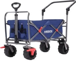 AREBOS Handkar | Transportwagen | Apparatuurwagen | Opvouwbaar | Duwstang| Blauw -Buiten Kamperen 1200x988 2