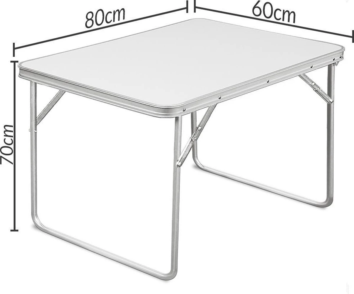 Merkloos Aluminium Inklapbare Tuintafel - Campingtafel - 80x60x68 Cm 4 Merkloos Aluminium Inklapbare Tuintafel - Campingtafel - 80x60x68 Cm - Afbeelding 2