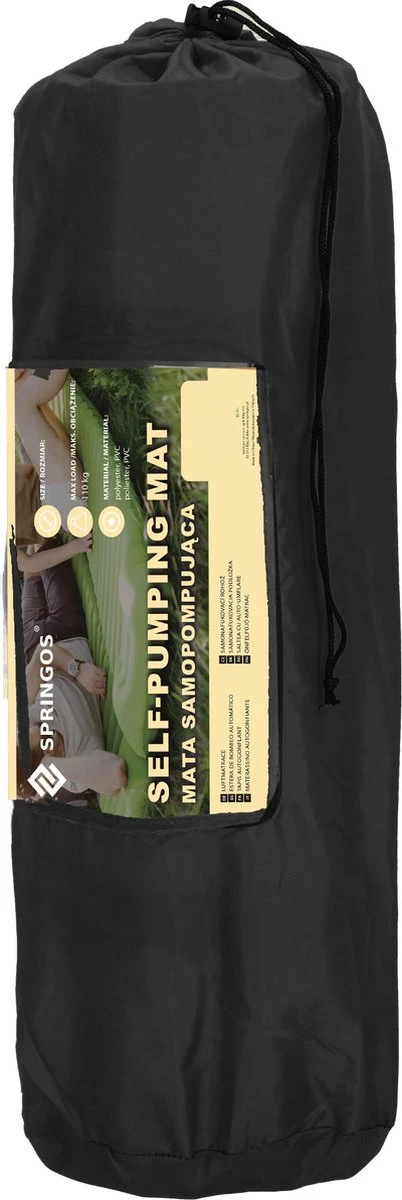 Springos Slaapmat | Zelfopblazend | 180 Cm | Inclusief Hoes | Zwart 17 Springos Slaapmat | Zelfopblazend | 180 Cm | Inclusief Hoes | Zwart - Afbeelding 15