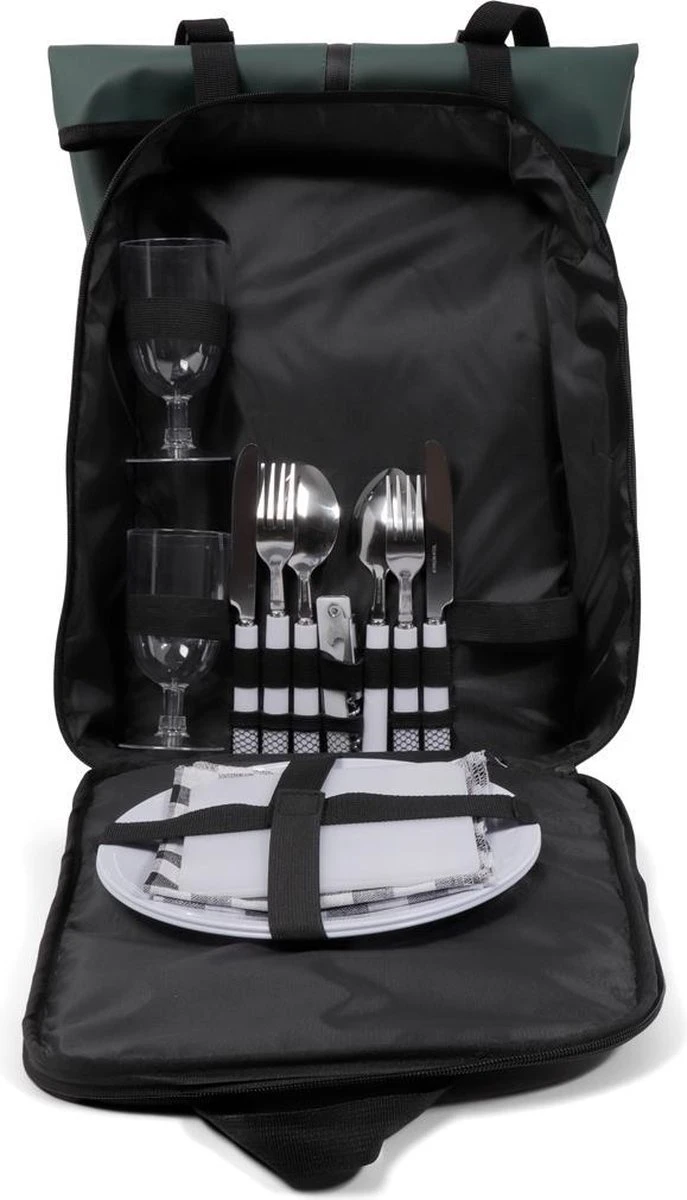 Norländer Picknick Rugtas - Koeltas - Inclusief Bestek - Groen 6 Norländer Picknick Rugtas - Koeltas - Inclusief Bestek - Groen - Afbeelding 4