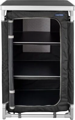 Campart Campingkast CU-0719 – Opvouwbaar En Verstelbaar - 4 Verstelbare Poten - 3 Lagen - Aluminium Frame - Grijs -Buiten Kamperen 753x1200