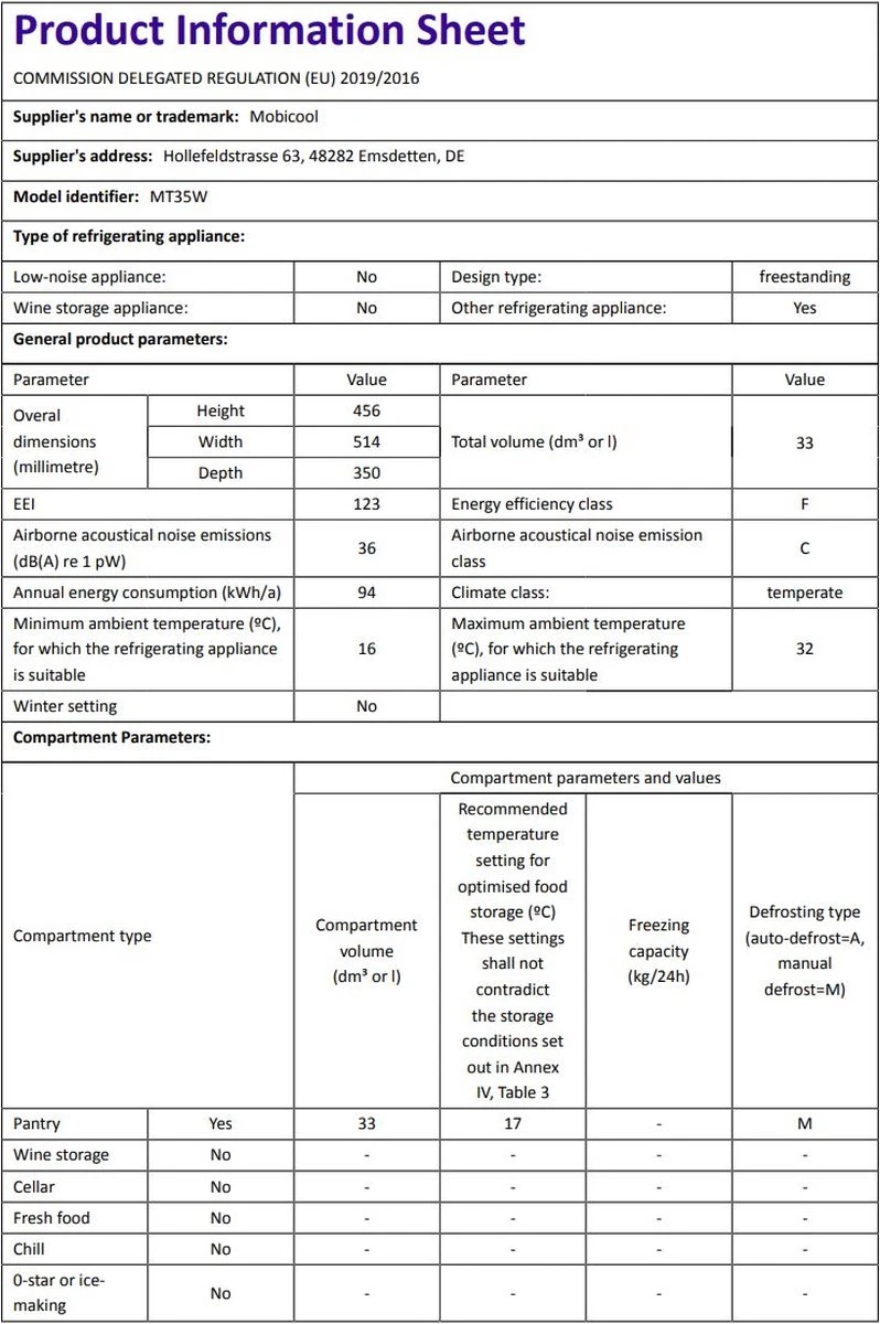 Mobicool MT35W AC/DC - Koelbox Peltier - Blauw 17 Mobicool MT35W AC/DC - Koelbox Peltier - Blauw - Afbeelding 15
