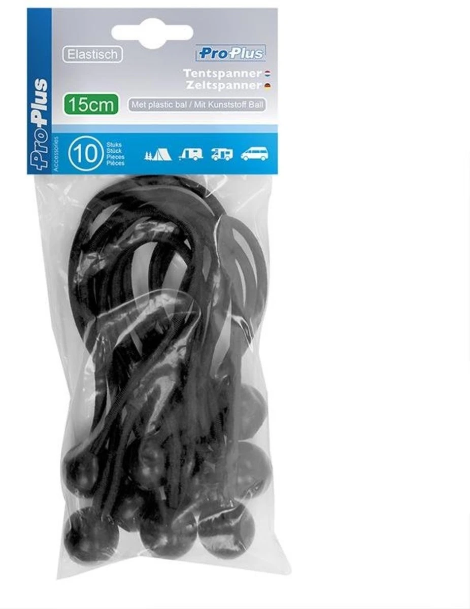 ProPlus 365644 Tentspannerset Zeltspanner-Set 10 Stück - Elastisch 15cm Mit Kunststoffball 10 Stuk(s) 5 ProPlus 365644 Tentspannerset Zeltspanner-Set 10 Stück - Elastisch 15cm Mit Kunststoffball 10 Stuk(s) - Afbeelding 3