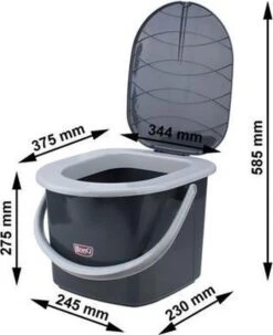 Branq Toiletemmer Draagbaar Met Deksel - 15,5L - Antraciet -Buiten Kamperen 977x1200 4